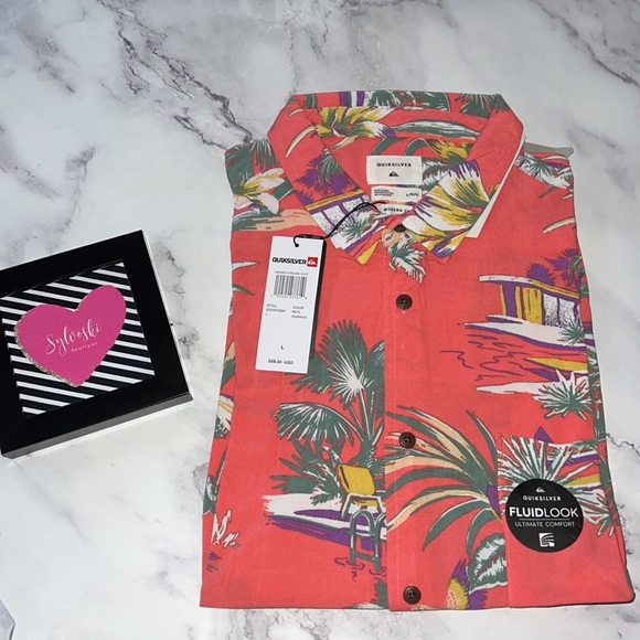 🌴Quiksilver Vacancy - Short Sleeve Shirt for Men NWT - Picture 8 of 8